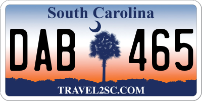 SC license plate DAB465