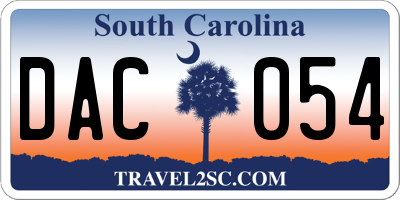SC license plate DAC054