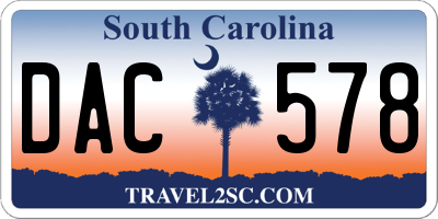 SC license plate DAC578