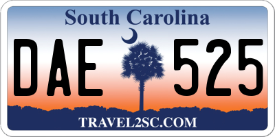 SC license plate DAE525
