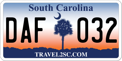 SC license plate DAF032