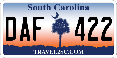 SC license plate DAF422