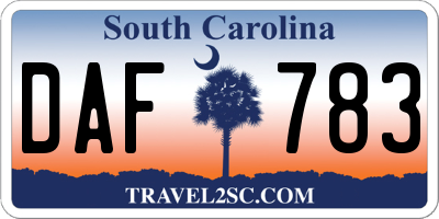 SC license plate DAF783