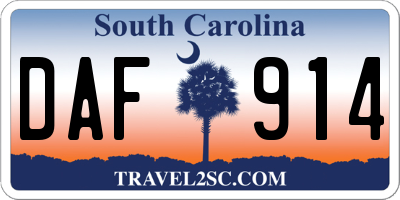 SC license plate DAF914