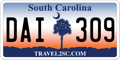 SC license plate DAI309