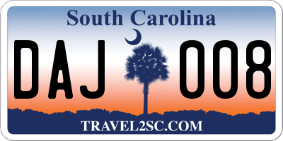 SC license plate DAJ008