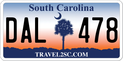 SC license plate DAL478