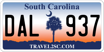 SC license plate DAL937