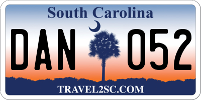 SC license plate DAN052