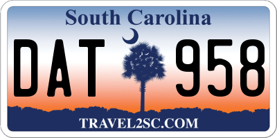 SC license plate DAT958