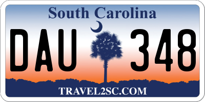 SC license plate DAU348