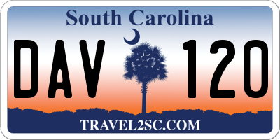 SC license plate DAV120