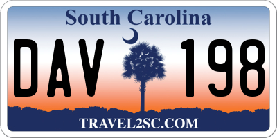 SC license plate DAV198