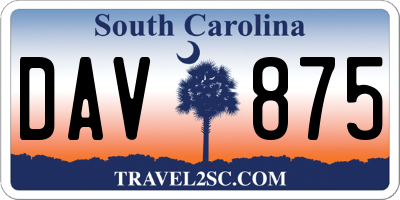 SC license plate DAV875