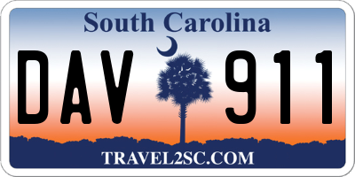 SC license plate DAV911