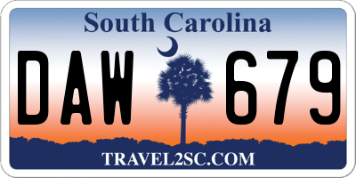 SC license plate DAW679