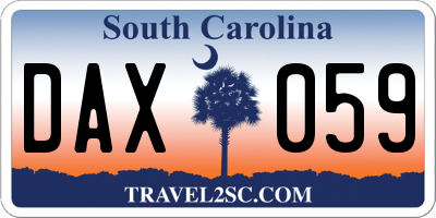 SC license plate DAX059