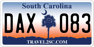 SC license plate DAX083