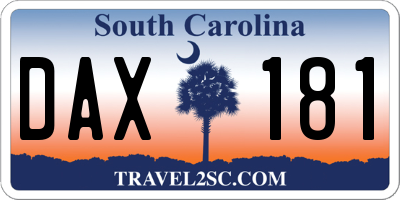 SC license plate DAX181