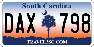 SC license plate DAX798