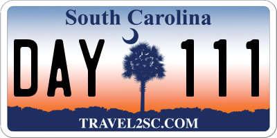 SC license plate DAY111