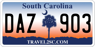 SC license plate DAZ903