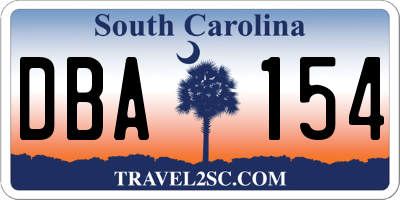 SC license plate DBA154