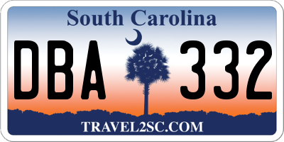 SC license plate DBA332
