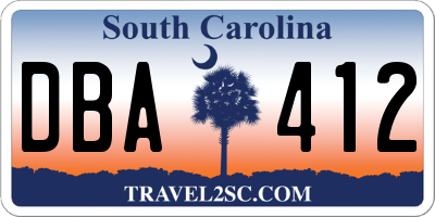 SC license plate DBA412