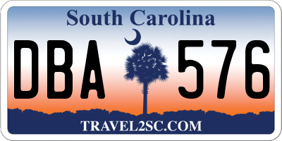 SC license plate DBA576