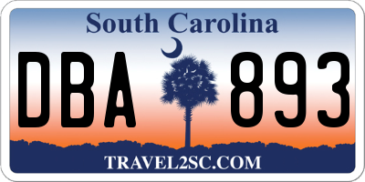 SC license plate DBA893