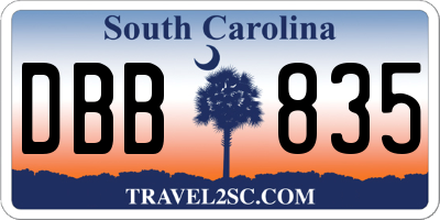 SC license plate DBB835