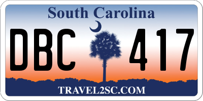 SC license plate DBC417