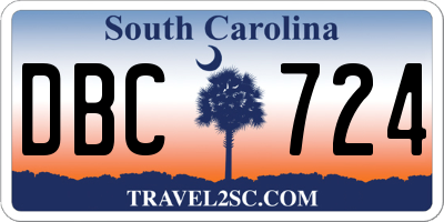 SC license plate DBC724