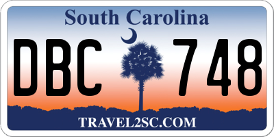 SC license plate DBC748