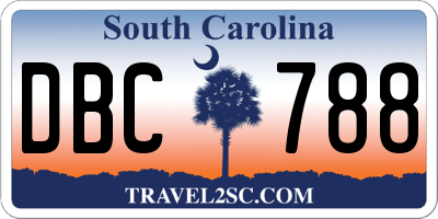 SC license plate DBC788