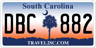 SC license plate DBC882