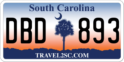 SC license plate DBD893