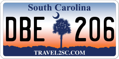 SC license plate DBE206