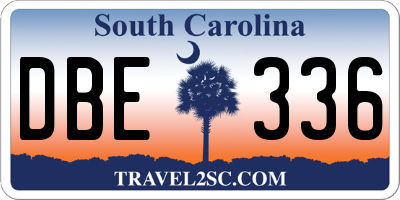 SC license plate DBE336