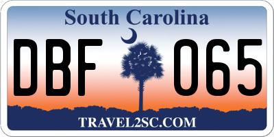 SC license plate DBF065