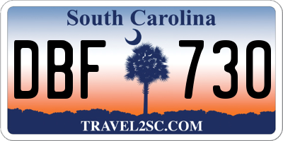 SC license plate DBF730