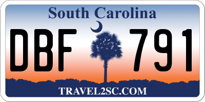 SC license plate DBF791