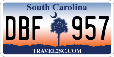 SC license plate DBF957