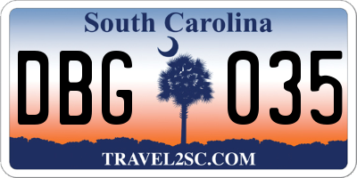SC license plate DBG035