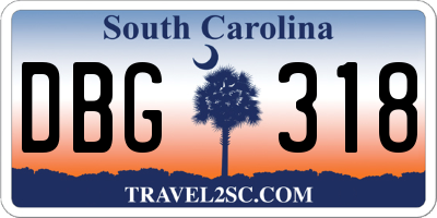 SC license plate DBG318