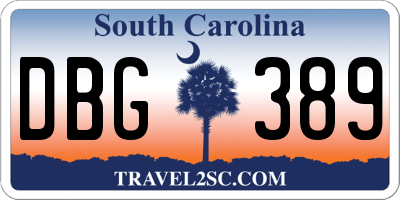 SC license plate DBG389