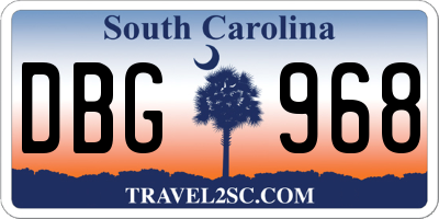 SC license plate DBG968