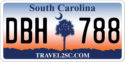 SC license plate DBH788