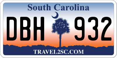 SC license plate DBH932